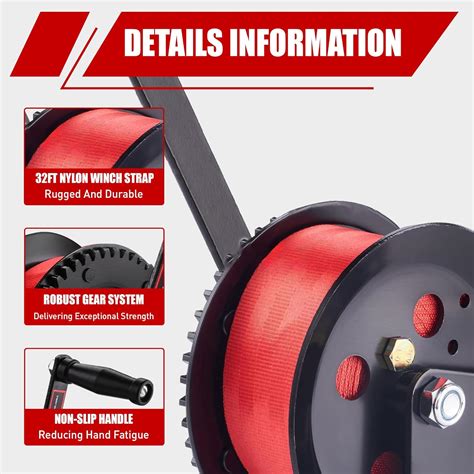 TYT 3500LB Boat Trailer Strap Winch with 10M Red India | Ubuy