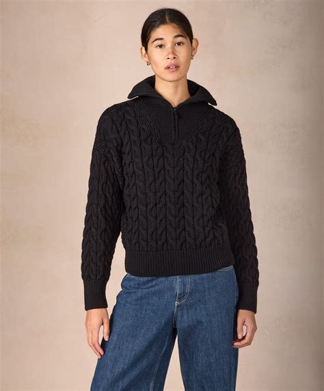 The 'Jessica' Cropped Aran Troyer Dark Night – IrelandsEye Knitwear - depth of night