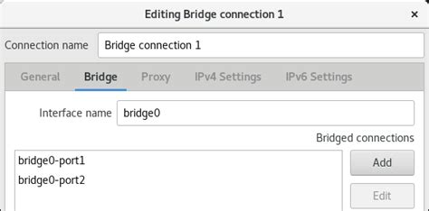 6.4. 使用 nm-connection-editor 配置网桥 | 配置和管理网络 | Red Hat Enterprise Linux ...