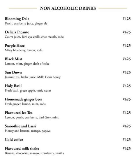 Menu at threesixtyone°, Gurugram