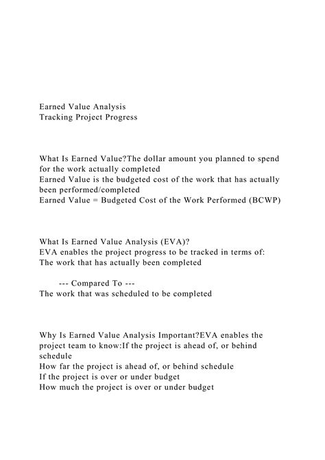 Earned Value Analysis Guide | PDF