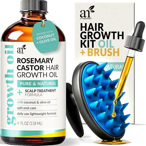 Artnaturals Organic Rosemary Castor Hair Oil + Scalp Massager 118ml ...