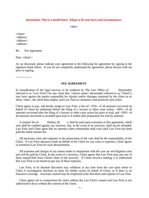 Attorney Fee Letter - Contingency Agreement Doc Template | pdfFiller