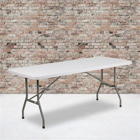 Emma + Oliver 6-Foot Granite White Plastic Folding Table - Banquet ...