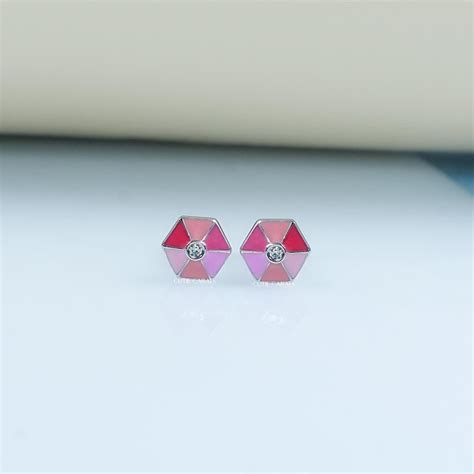 Buy Bezel Set Round Diamond Makeup Earrings, Multi Enamel Screw Back ...