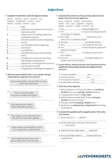 Image result for TES Adjectives Worksheet