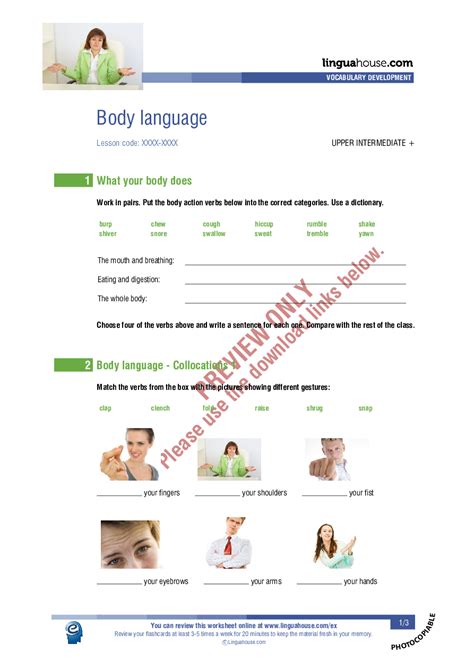 Body Language Examples Worksheet 的图像结果