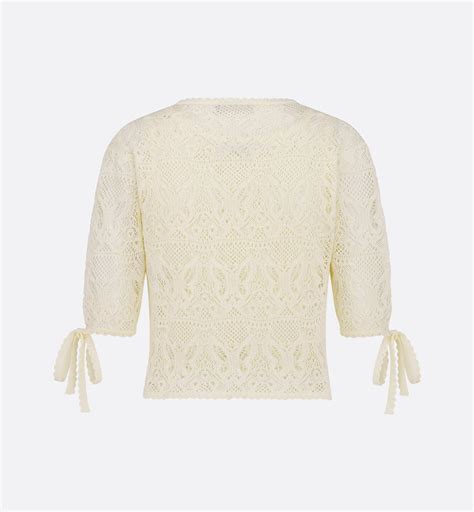 Dioriviera Twinset White Cotton Crochet with Butterfly Motif | DIOR