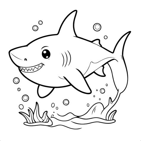 Cute shark coloring page for children | Premium AI-generated vector