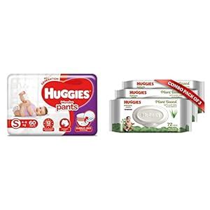 Buy Huggies Wonder Pants Diapers, Small (Pack of 60) & Huggies Baby ...