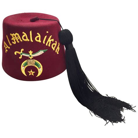 AL Malaikah Vintage Iconic Masonic Shriner Burgundy Wool Fez Hat For ...