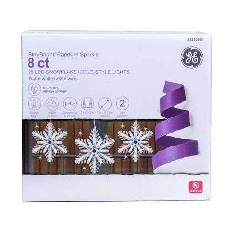 GE Snowflake 8-Count Sparkling White Snowflake LED Plug-In Christmas ...