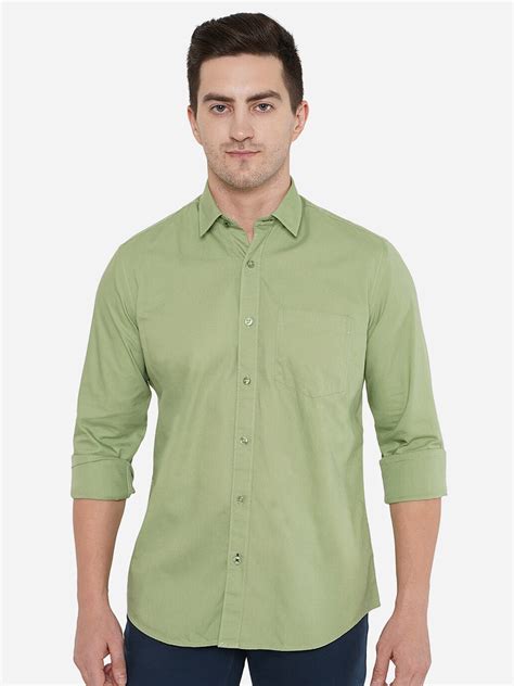 Buy JADE BLUE Men Green Classic Slim Fit Cotton Casual Shirt - Shirts for Men 20858610 | Myntra