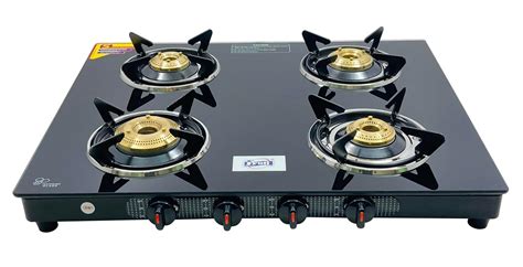 Jyoti Gas Appliances (Label) Stainless Steel 4 Burner Glass Top Jyoti 4 ...