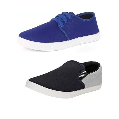 Buy Aircum Combo FITMAN & 201 Sneakers for Men (Grey - Blue, Numeric_6 ...