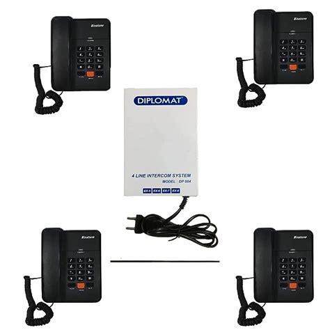 RKD 4 Line Intercom Corded Landline Phone System With 4 Landline Phones ...