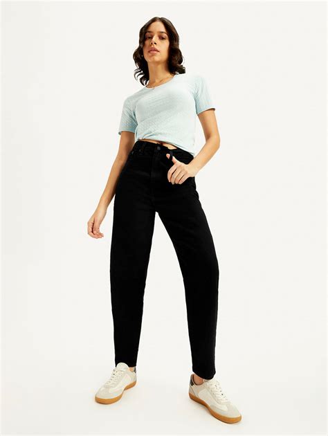Women's Black Loose Tapered Fit High Rise Jeans – Levis India Store