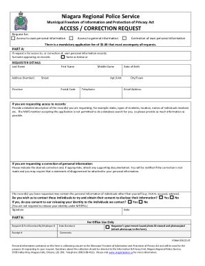 Niagara Police Access/Correction Request Form - Blank Fillable Template ...