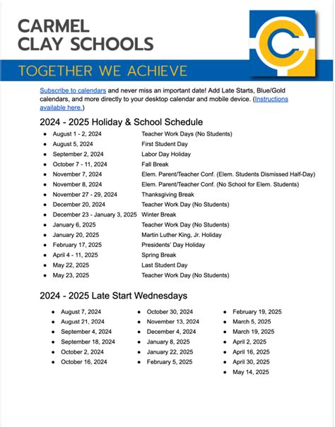 Carmel Clay Schools Calendar 2025-2026 in PDF - School Calendar Info