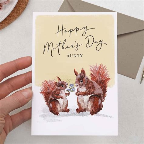 Cute Squirrels, Happy Mother's Day Aunty Card By Making Meadows