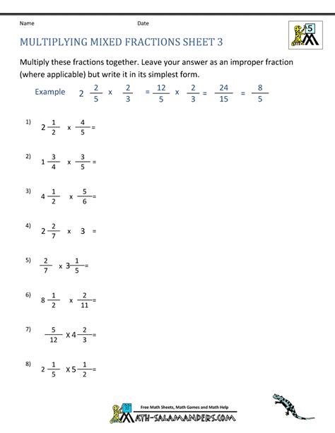 Image result for Multiply Mixed Fractions Worksheet