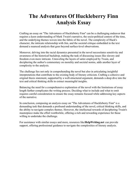 The Adventures Of Huckleberry Finn Analysis Essay.pdf | Fiction | Books ...