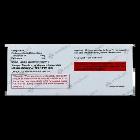 TELMIKIND 20MG TABLET 10'S Price, Uses, Side Effects & Substitutes ...