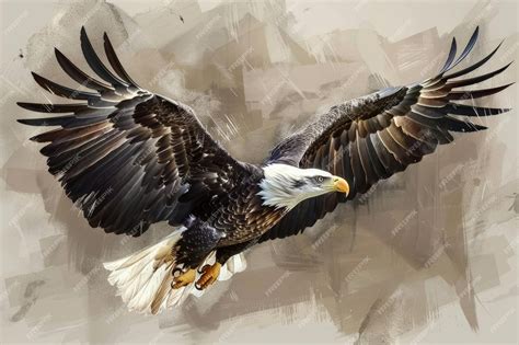 Bald Eagle Drawing Majestic Bird Soaring with American Flag Colors ...