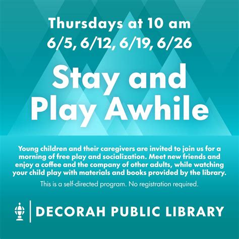 Stay and Play Awhile!, Decorah Public Library, 26 June 2025 | AllEvents