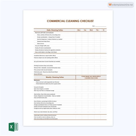 Office Cleaning Checklist Printable Office Cleaning Checklist Pdf