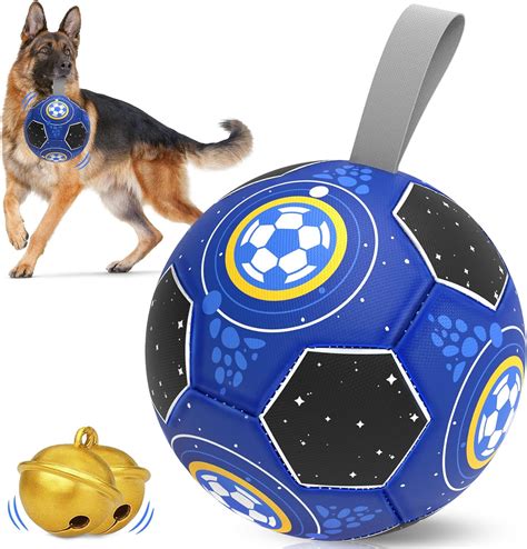 Pet Supplies : Dog Toys Soccer Ball with Jingle Bell & Nylon Strap ...