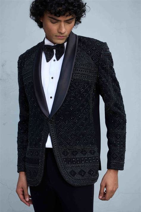 BLACK AVANT-GARDE BEADED TUXEDO SET – Gargee