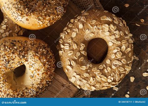 Healthy Organic Whole Grain Bagel Stock Image - Image of bread, bakery ...
