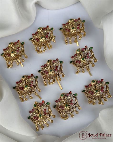 Traditional South Indian Jadai Billai Set of 9 Pcs Hair Pins JH5806 ...