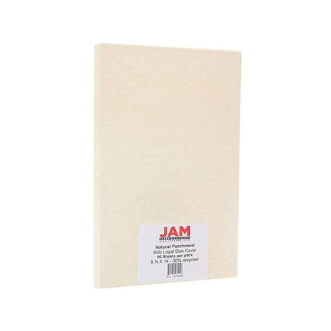 JAM Paper 65 lb. Cardstock Paper, 8.5" x 14", Natural Parchment, 50 ...
