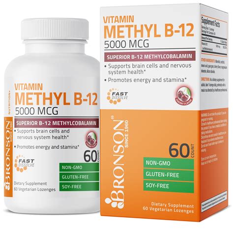 Bronson Methyl B12 Fast Dissolve Sublingual - Cherry - 5,000 mcg | Vitamins & Supplements ...