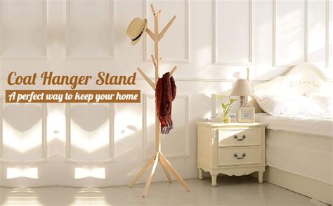 ADA Handicraft ® Premium Bamboo Coat Rack, Free Standing Natural Wood ...