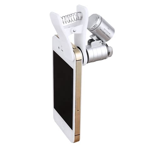Cellphone Clip On Microscope Mini 60X Magnifying Lens with LED/UV ...