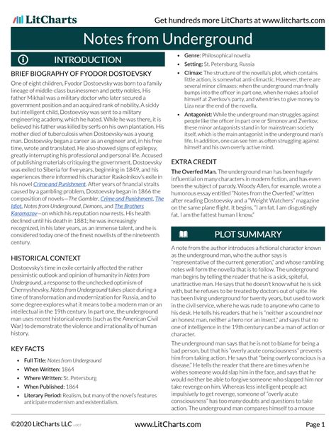 SOLUTION: Notes from underground litchart - Studypool