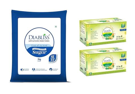 Diabliss Sugar 5kg Bag & Lemon Tea 30 x 10g Sachets pack of 2 - Low ...
