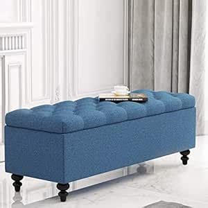 NEW LOOK HANDICRAFT Large Upholstered Tufted Storage Bench Ottoman ...