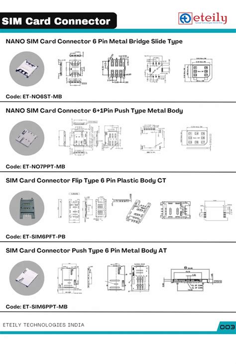 SIM Card Connector - Micro SIM Card Connector 6 Pin Slide Type with ...