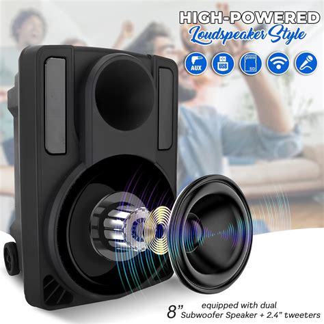 Buy 8’’ Portable PA Speaker System - Wireless BT Streaming PA & Karaoke ...