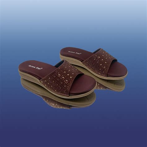 Brown Studded Slip-On Sandals - GlobalStep