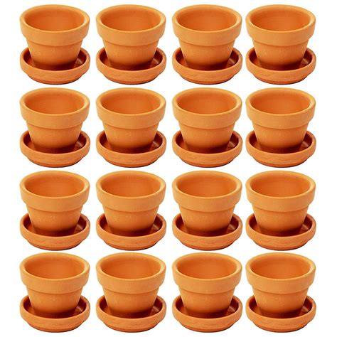 16-Pack Terra Cotta Pots with Saucer, Mini Small Terracotta Flower Clay ...