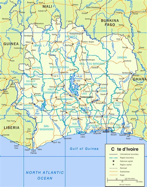 Côte d'Ivoire road map - Ontheworldmap.com
