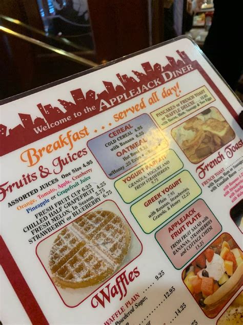 Carta del postres Applejack Diner, Nueva York
