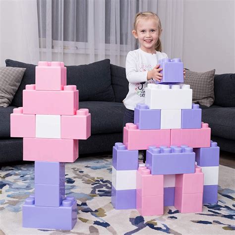 Jumbo Blocks for Toddlers Set of 24 Plastic Large Building Blocks for ...