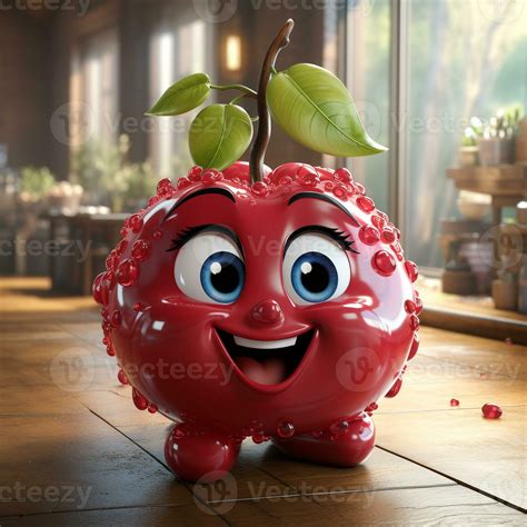 AI generated 3d cartoon realistic cute apple fruit 35089001 Stock Photo ...