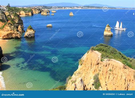 Lagos, Algarve Coast in Portugal Stock Image - Image of distance, line ...